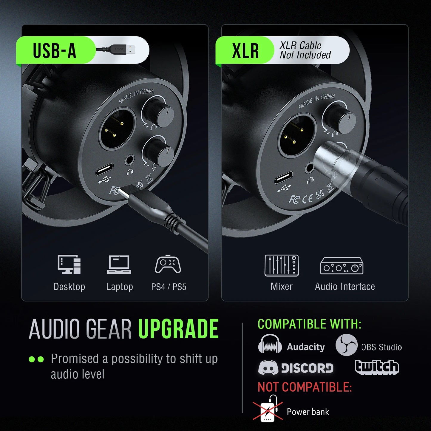 Microphone Gaming FIFINE K688 — USB & XLR, Streaming, Podcast, PC PS4 PS5 - GamerZone