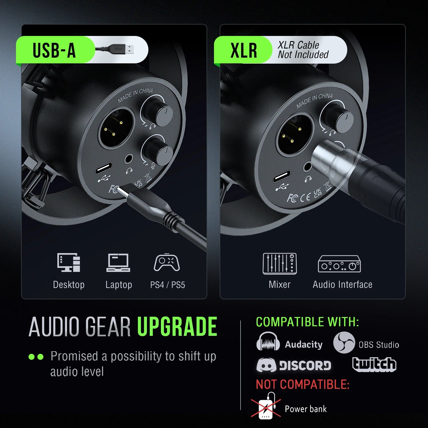 Microphone Gaming FIFINE K688 — USB & XLR, Streaming, Podcast, PC PS4 PS5 - GamerZone
