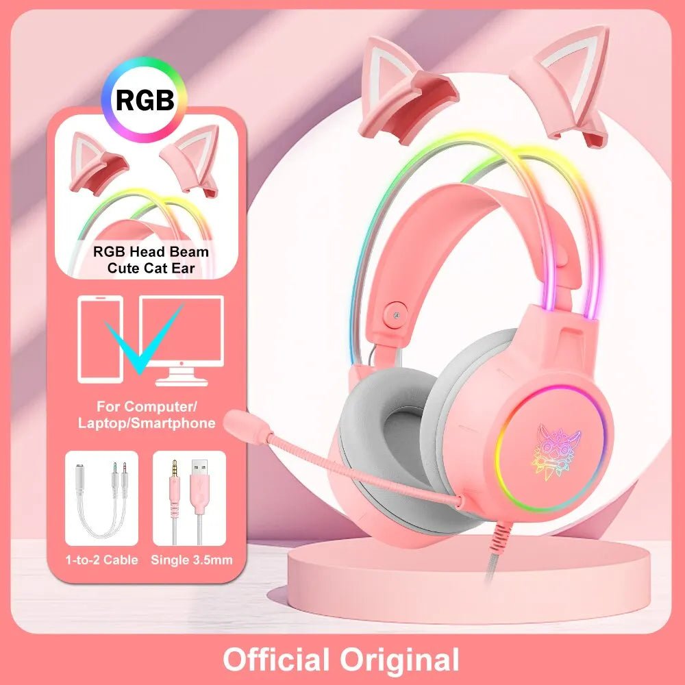 Casque gaming oreilles de chat RGB surround — PC PS4 Xbox GamerZone