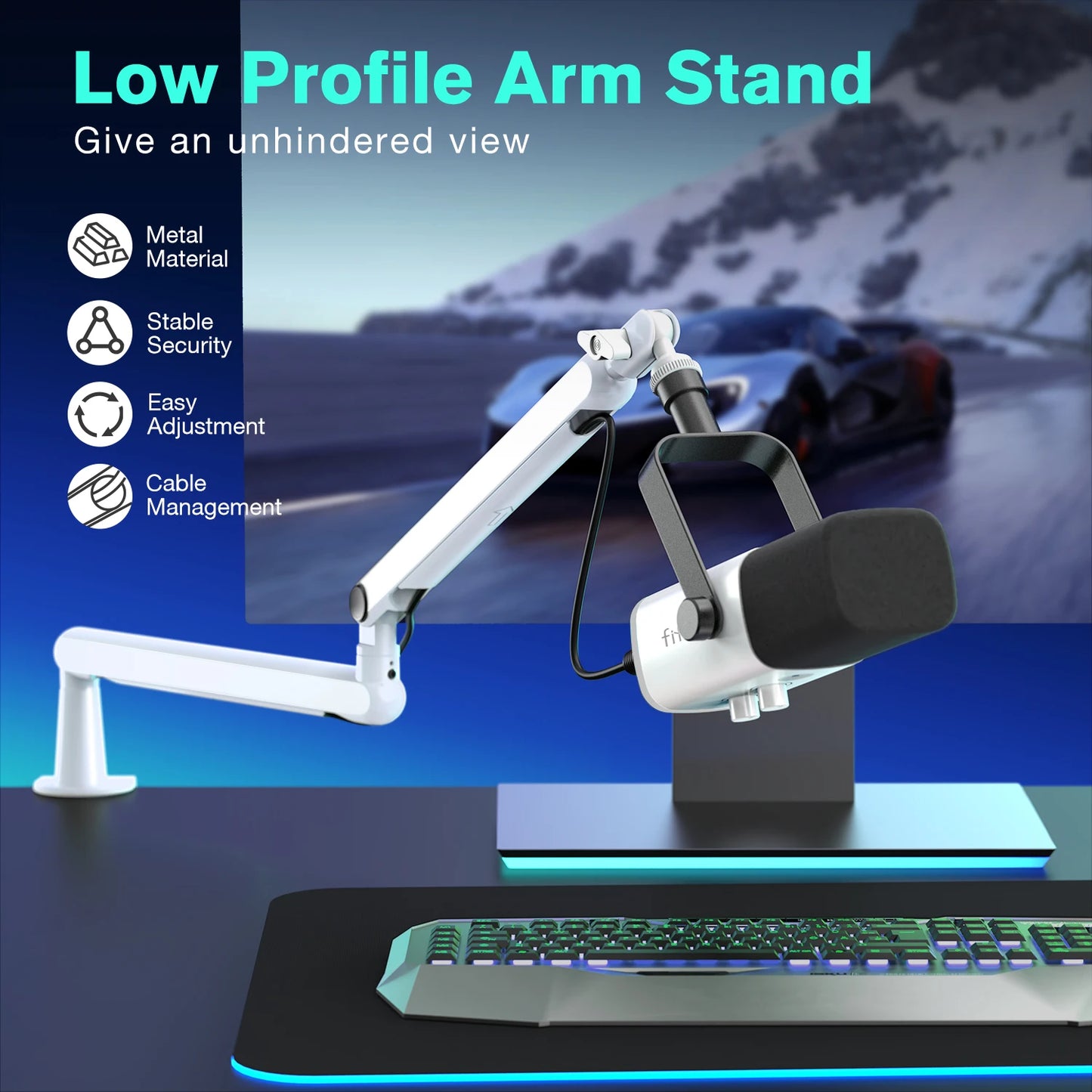 Bras de micro FIFINE BM88 articulé réglage hauteur studio — GamerZone