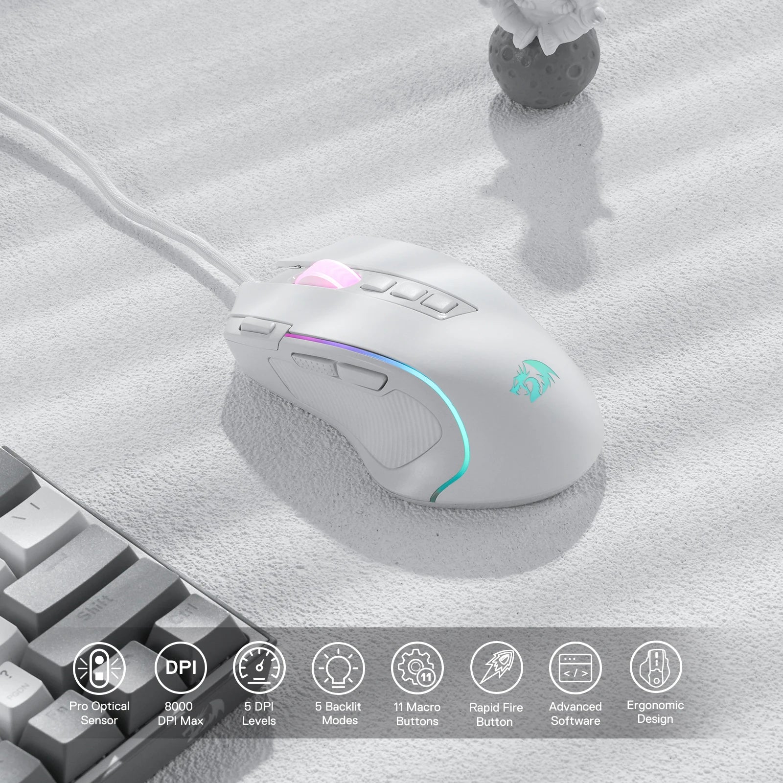 Souris gaming filaire Redragon M612 RGB 8000 DPI 11 boutons — GamerZone