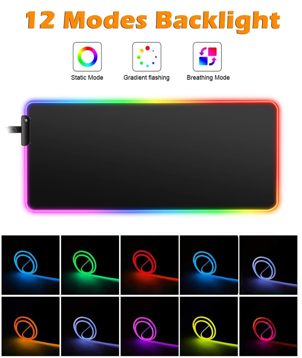 Tapis souris gaming anime Pokémon RGB LED 12 modes — GamerZone