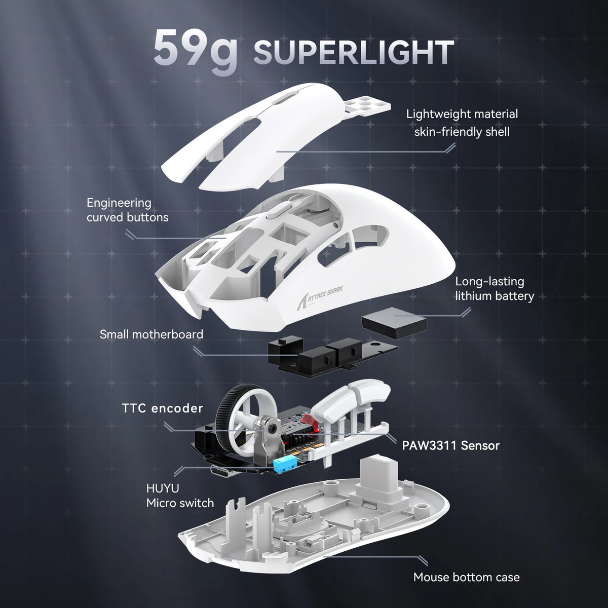 Attack Shark R1 – Souris Gaming Sans Fil 18 000 DPI 1000 Hz - GamerZone