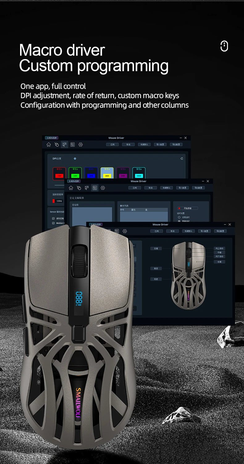 SMAILWOLF RS8 – Souris Gaming Sans Fil 10 000 DPI 1000 Hz - GamerZone