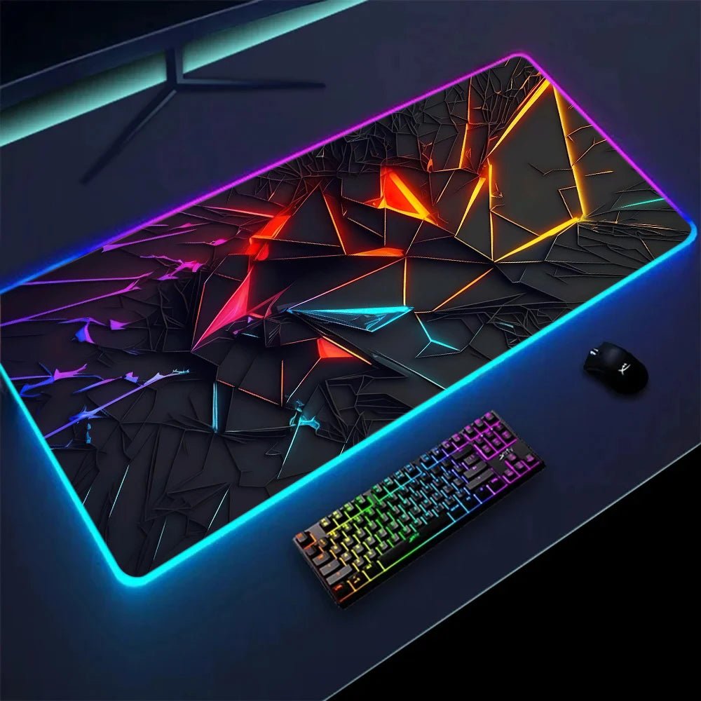 Tapis de souris XXL RGB gaming géométrie 3D LED — GamerZone