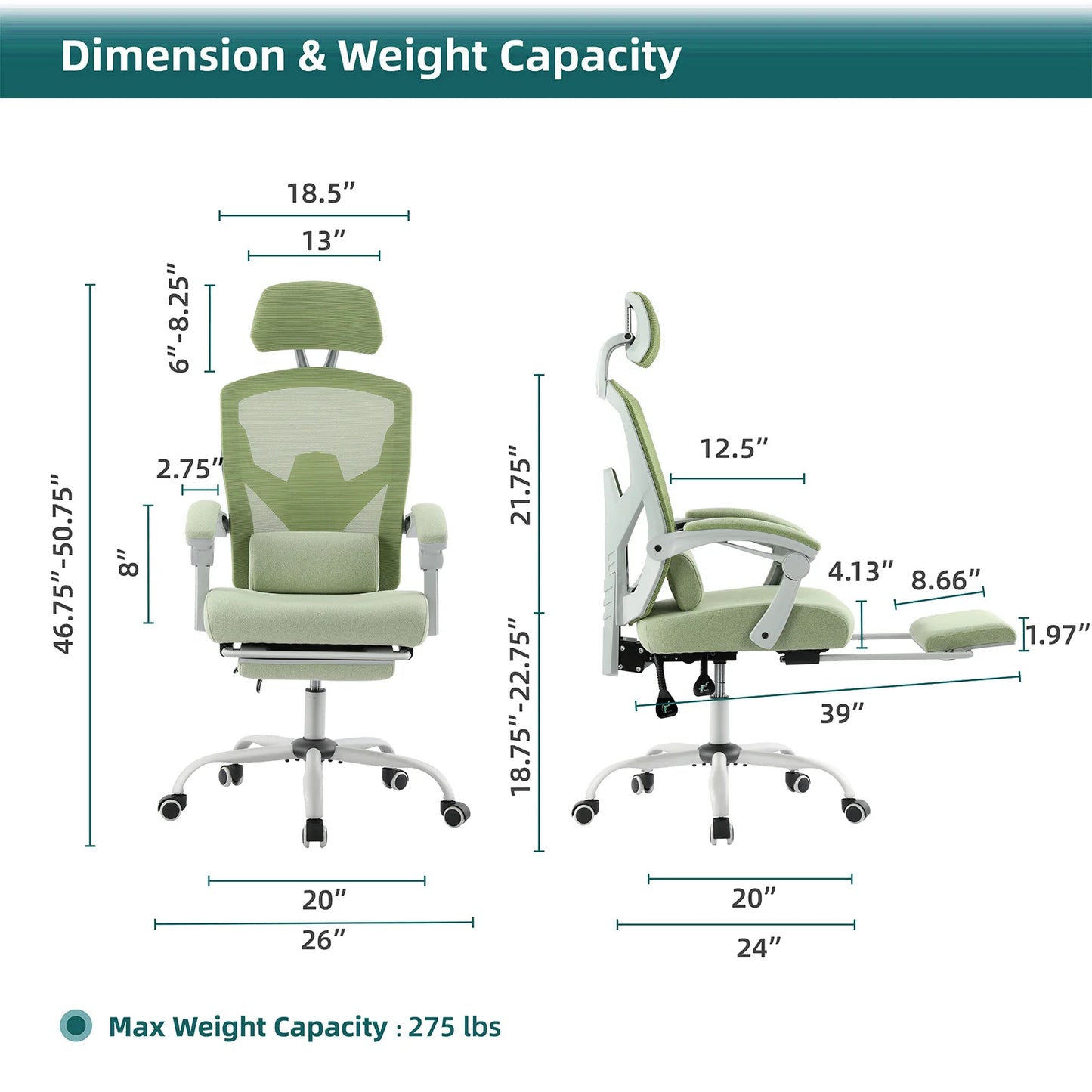 Chaise Ergonomique Gaming JHK — Dossier Haut Maille, Repose-pieds, Soutien Lombaire - GamerZone
