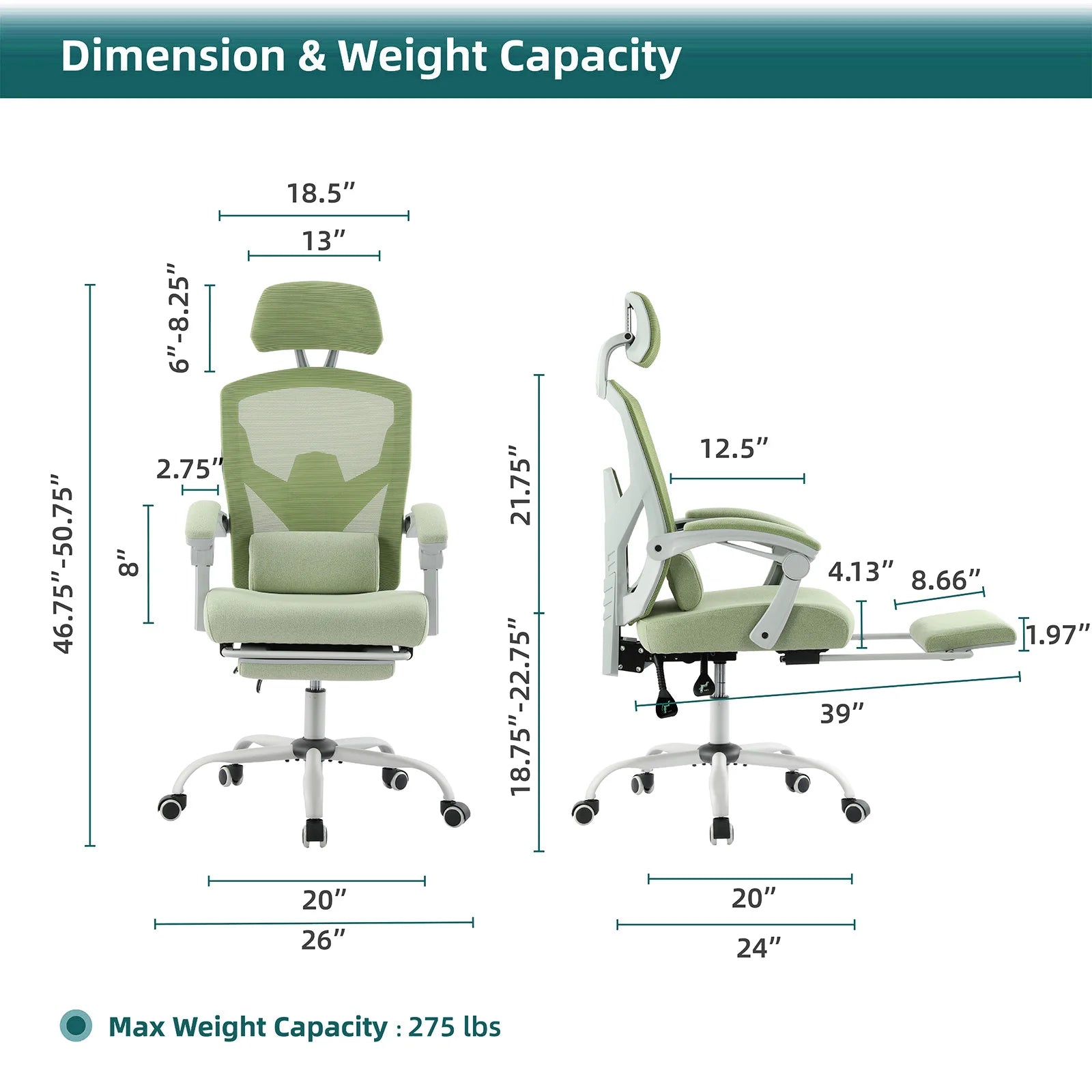 Chaise Ergonomique Gaming JHK — Dossier Haut Maille, Repose-pieds, Soutien Lombaire - GamerZone