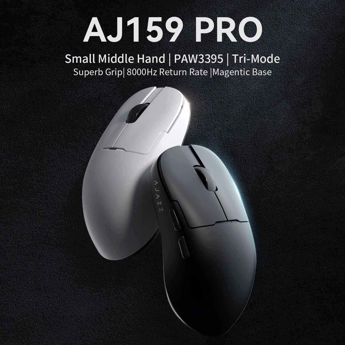 Souris Gaming Sans Fil AJAZZ AJ159 Pro – Tri-Mode 2.4G/BT/Filaire – Capteur PAW3395 – Station de Charge Magnétique