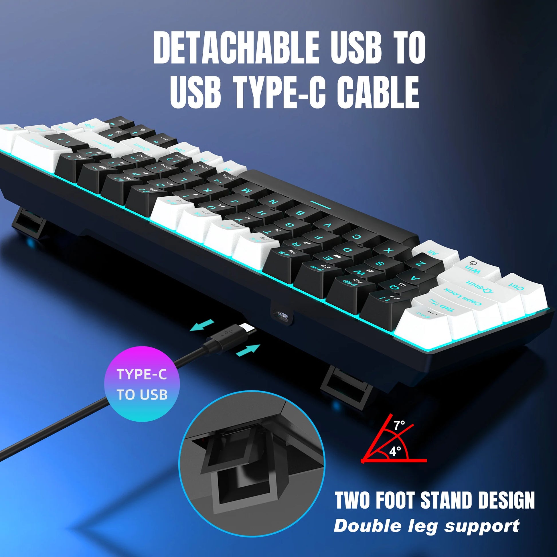 Clavier Mécanique Gaming 68 Touches — RGB / Switch Bleu / Hot - Swap - GamerZone