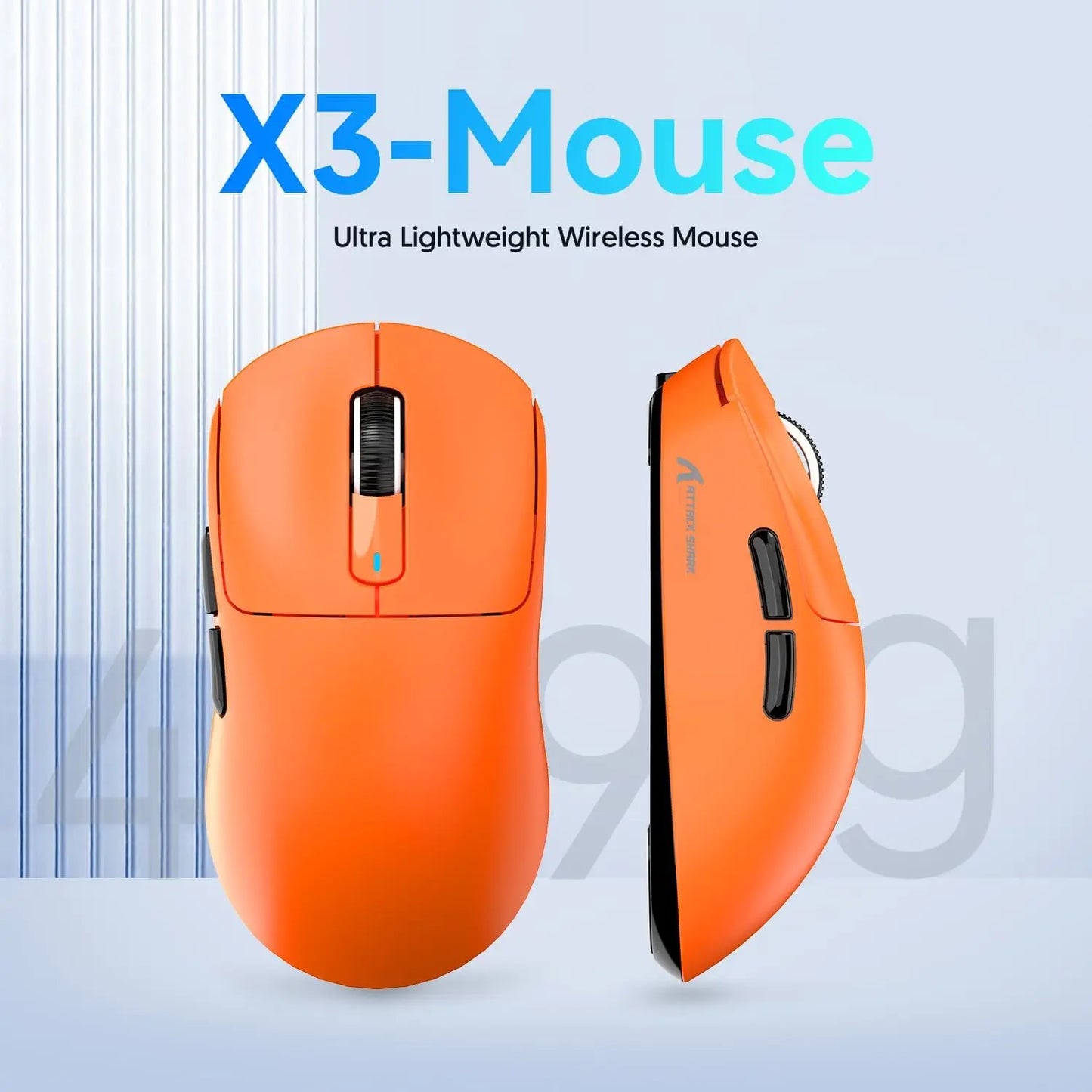 Souris Gaming Sans Fil Attack Shark X3 – Tri-Mode 2.4G/BT/Filaire – Capteur PAW3395 – 49g Ultra Légère – 200H Autonomie - GamerZone
