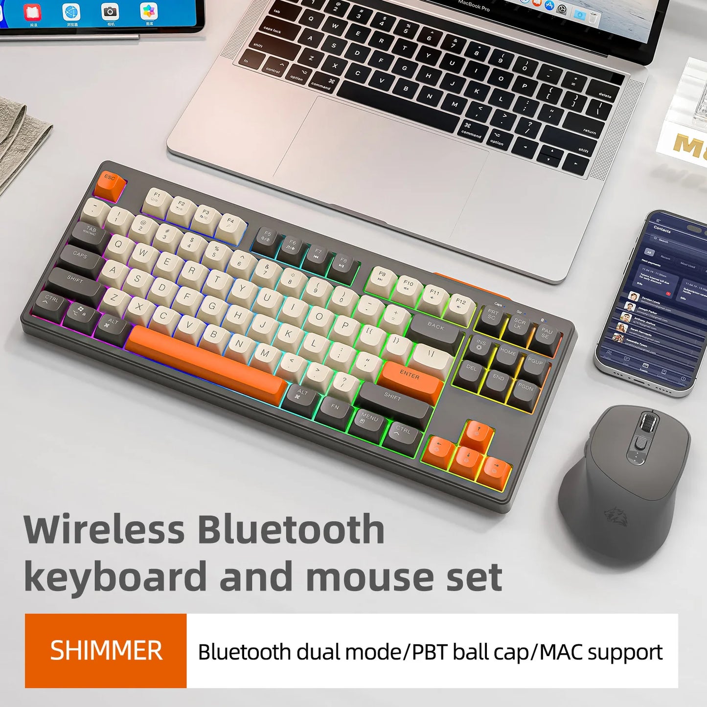 Clavier Gaming Sans Fil M87 — 87 Touches Bluetooth + 2.4G RGB PBT Ball Cap - GamerZone