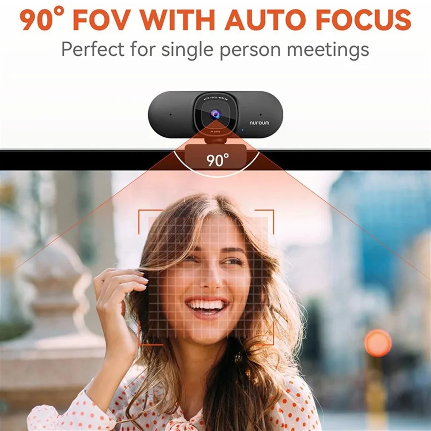 Webcam Streaming NUROUM 4K — Auto Focus IA, Réduction de Bruit, Cadrage Automatique