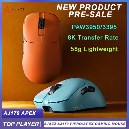 Souris Gaming Sans Fil AJAZZ AJ179 Apex – Capteur PAW3950 – Tri-Mode 8000Hz – Écran Couleur – Station de Charge Magnétique – 58g
