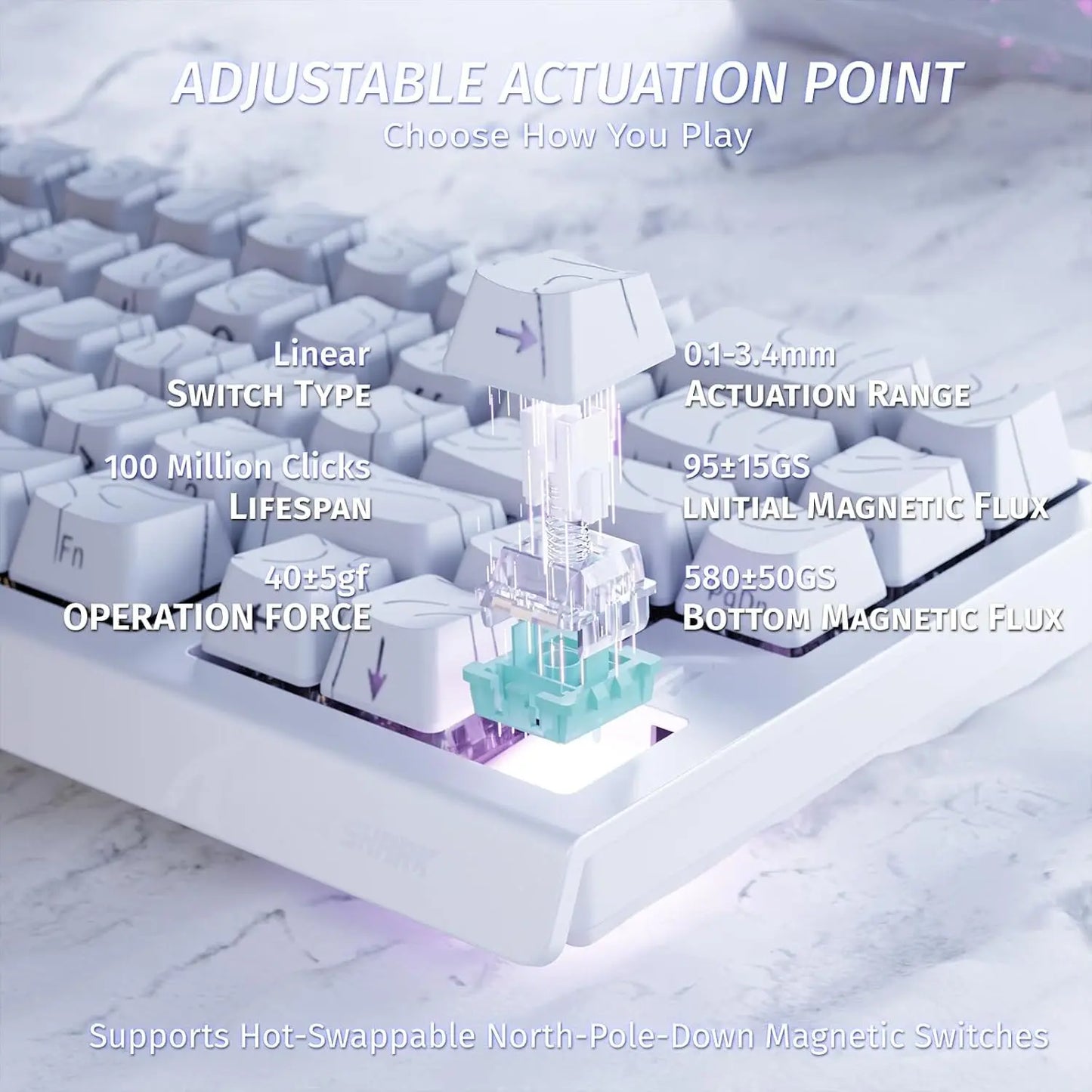 Clavier Mécanique Gaming Attack Shark X68 HE – 60% Rapid Trigger – Switch Magnétique Hall Effect – 8000Hz – 0.01mm Précision