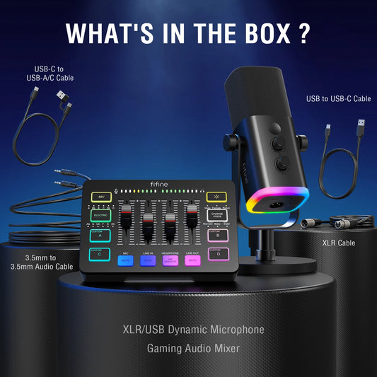 kit streaming FIFINE KS5 micro table mixage RGB gaming