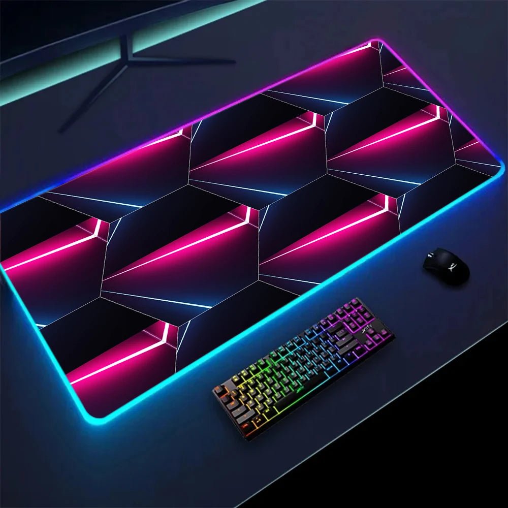 Tapis de souris XXL RGB gaming géométrie 3D LED — GamerZone