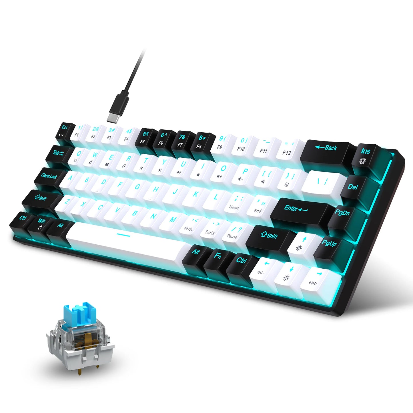 Clavier Mécanique Gaming 68 Touches — RGB / Switch Bleu / Hot - Swap - GamerZone
