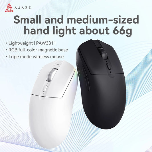 Souris Gaming Sans Fil AJAZZ AJ139 V2 MC – Tri-Mode 2.4G/BT/Filaire – Capteur PAW3311 – Base de Charge Magnétique RGB – 66g