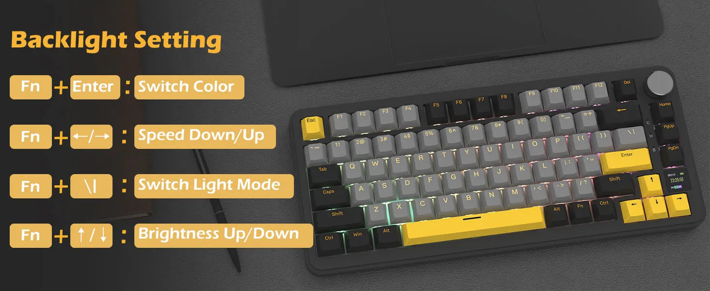 Clavier Mécanique Attack Shark X85Pro - 75% Écran Hot-Swap Sans Fil RGB