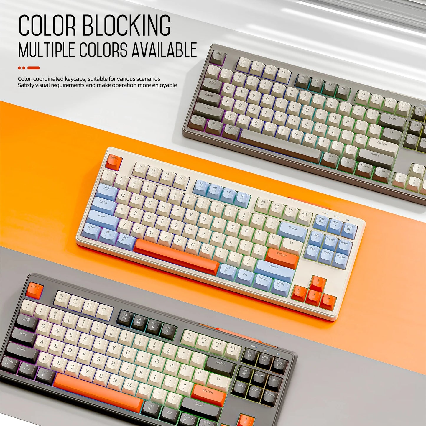 Clavier Gaming Sans Fil M87 — 87 Touches Bluetooth + 2.4G RGB PBT Ball Cap - GamerZone