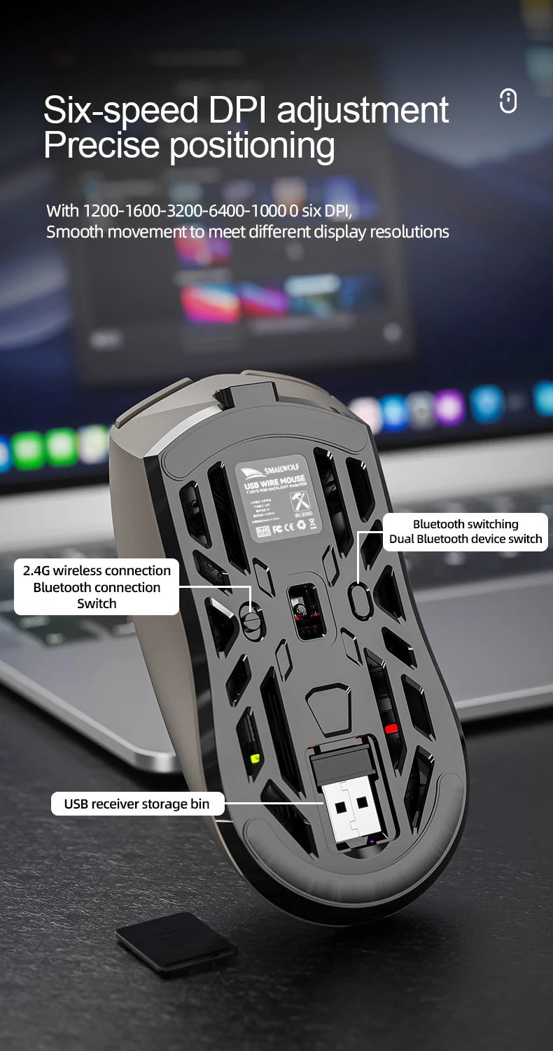 SMAILWOLF RS8 – Souris Gaming Sans Fil 10 000 DPI 1000 Hz - GamerZone