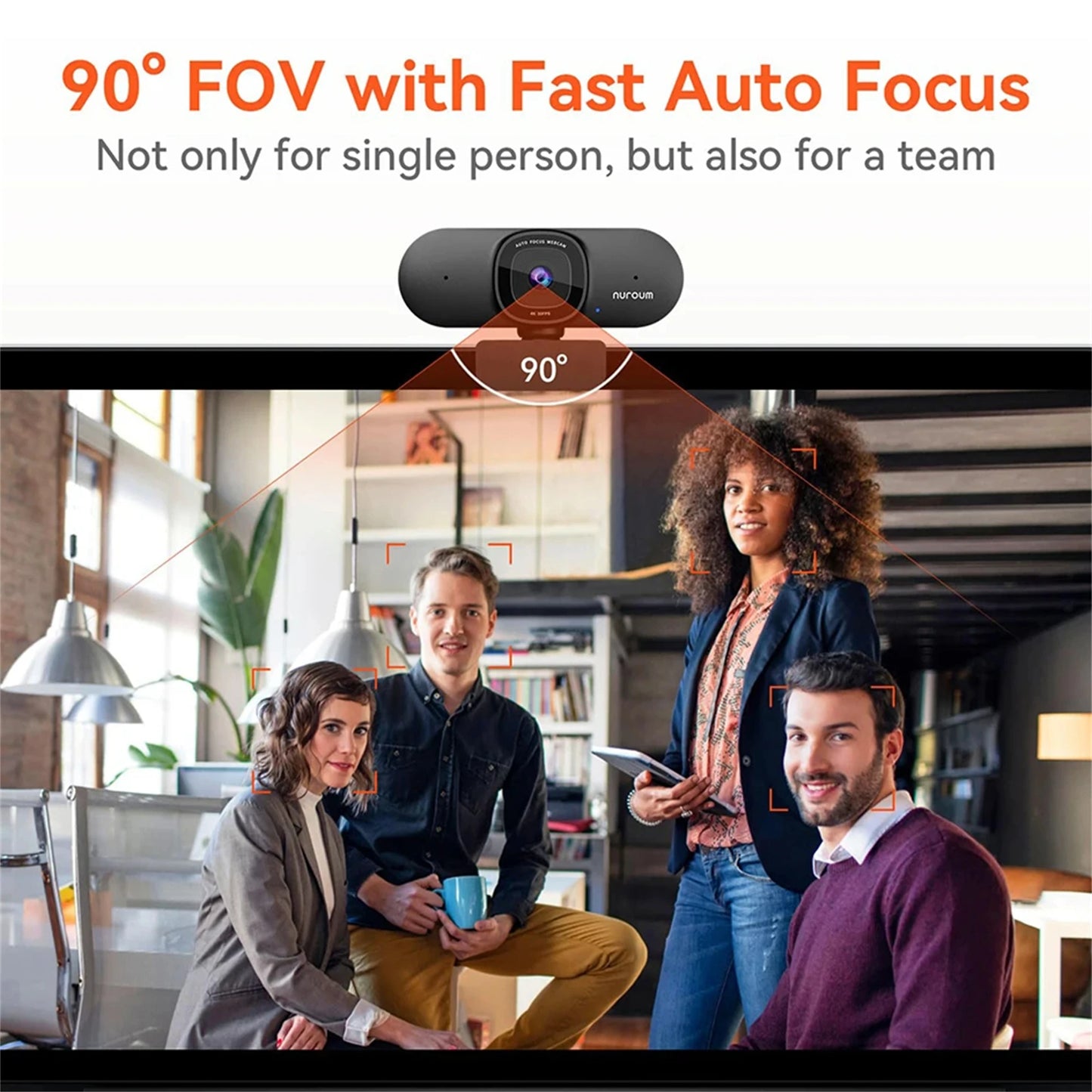 Webcam Streaming NUROUM 4K — Auto Focus IA, Réduction de Bruit, Cadrage Automatique
