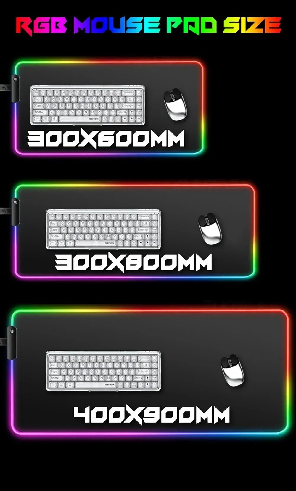 Tapis de souris XXL RGB gaming géométrie 3D LED — GamerZone
