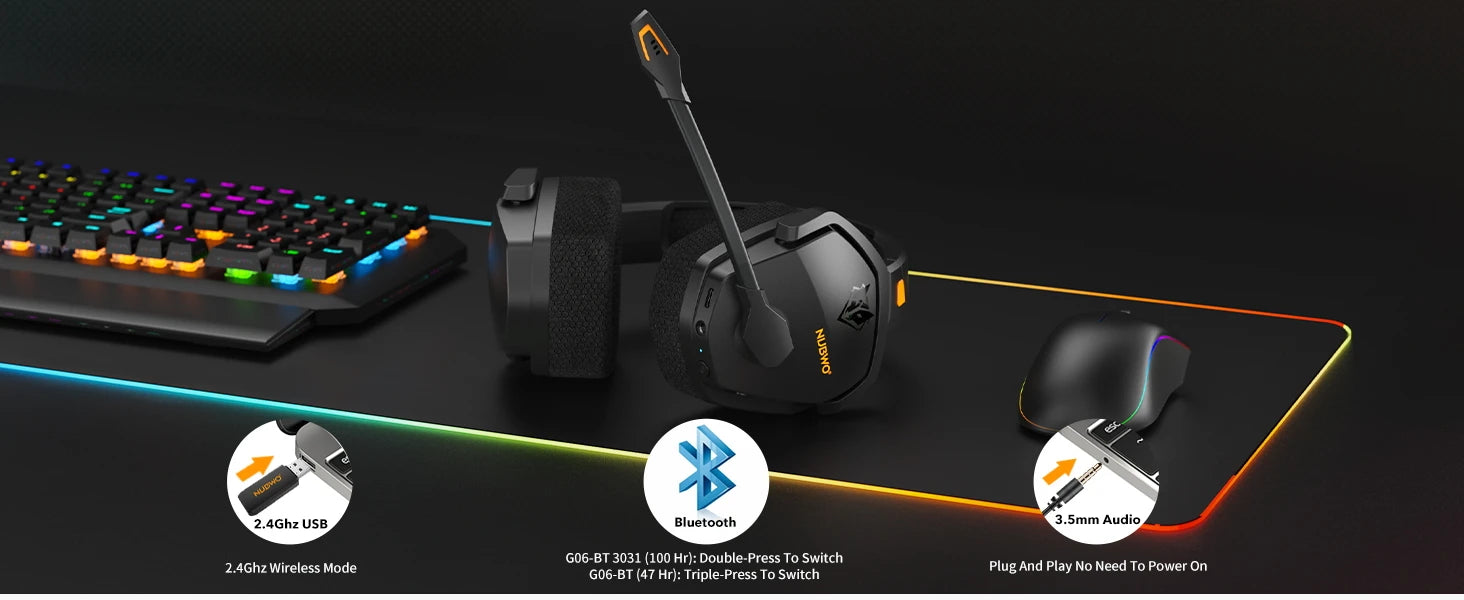 Casque Gaming Sans Fil NUBWO G06 — 100h Autonomie Bluetooth - GamerZone