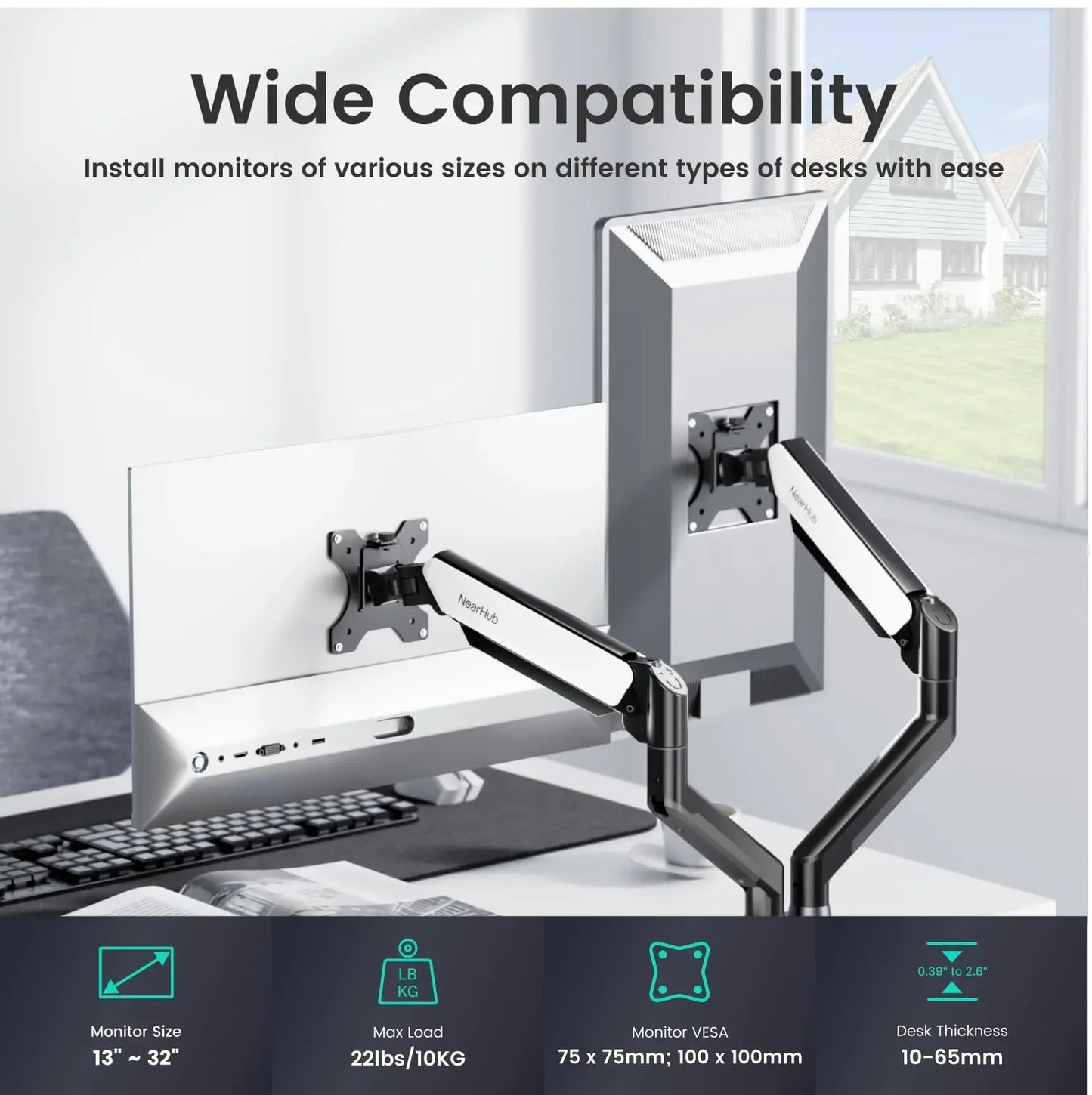 Bras Double Écran Gaming — Support Moniteur Dual 13 - 32" - GamerZone