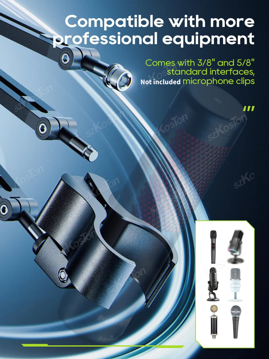 Bras de Microphone Gaming Professionnel — Réglable 360°, Profil Bas, Gestion des Câbles — Compatible AM8, K688, A8 - GamerZone