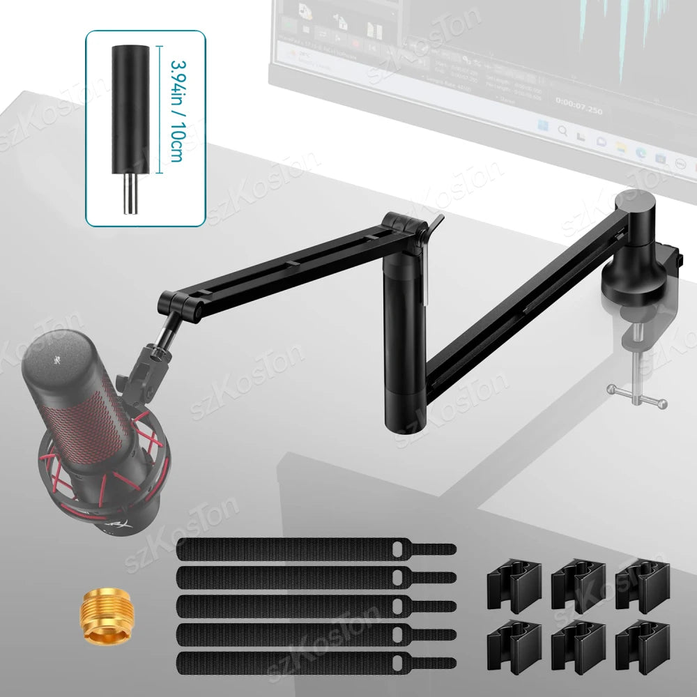 Bras de Microphone Gaming Professionnel — Réglable 360°, Profil Bas, Gestion des Câbles — Compatible AM8, K688, A8 - GamerZone