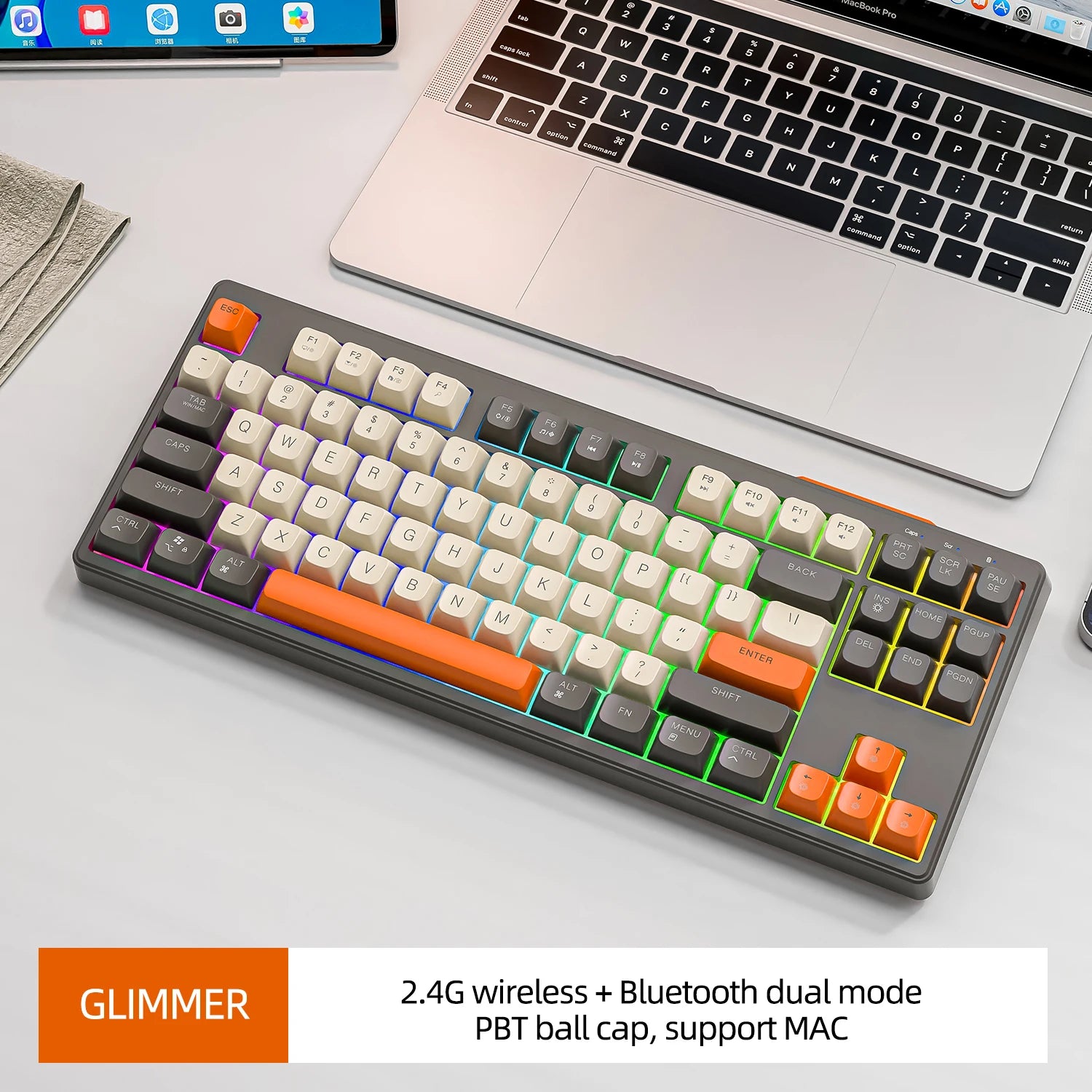 Clavier Gaming Sans Fil M87 — 87 Touches Bluetooth + 2.4G RGB PBT Ball Cap - GamerZone