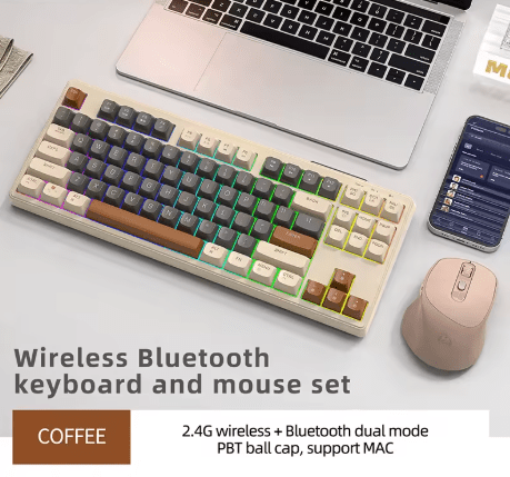Clavier Gaming Sans Fil M87 — 87 Touches Bluetooth + 2.4G RGB PBT Ball Cap - GamerZone