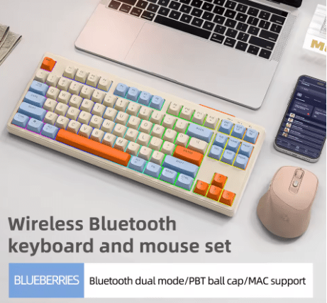 Clavier Gaming Sans Fil M87 — 87 Touches Bluetooth + 2.4G RGB PBT Ball Cap - GamerZone