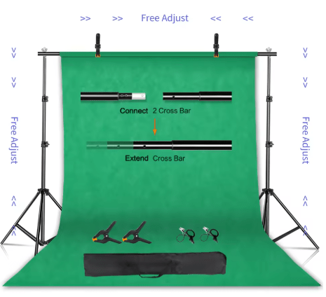 Fond Vert Streaming — Kit Support + Toile Chromakey 2x2m / 2x3m - GamerZone