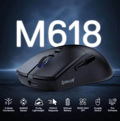 Redragon M618 LIT — Souris Gaming Sans Fil RGB Ergonomique 10000 DPI - GamerZone