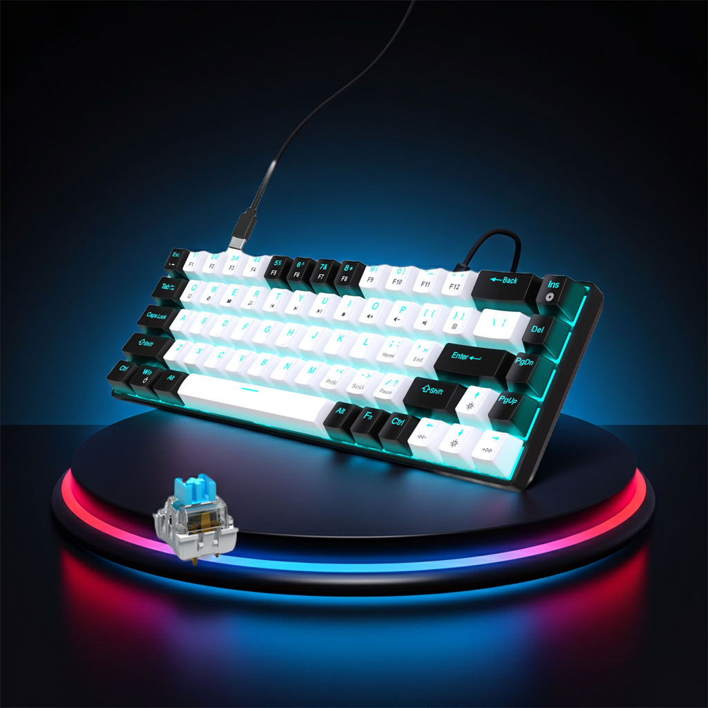 Clavier Mécanique Gaming 68 Touches — RGB / Switch Bleu / Hot - Swap - GamerZone