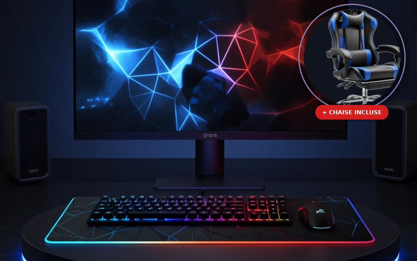Pack Gaming Sans Fil Total — Clavier + Souris + Tapis + Chaise